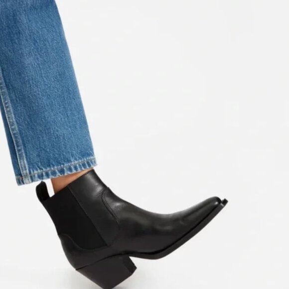 Everlane The Western Black Leather Ankle Boots. Size Women's 8.5 - Picture 2 of 15